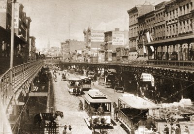 The Bowery, looking north from Canal Street, New York City, 1888 by American Photographer